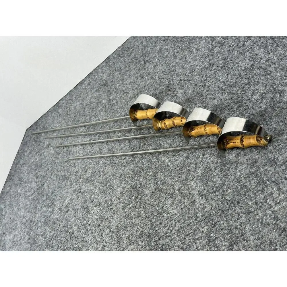 4 Vintage Long Tiki Bamboo Handle BBQ Skewer Swords 18”‎ Japan Excellent MCM